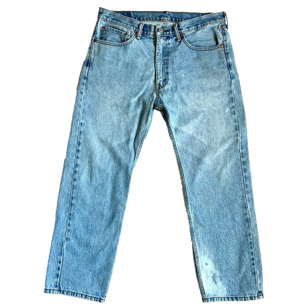 90's Levis 505 Denim Jeans Straight Leg Red Tab Five Pocket Blue Size 36 x 28.5